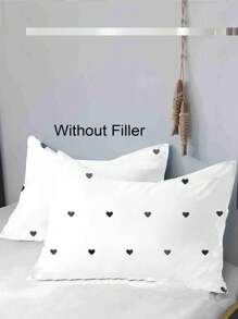 3 pièces Ensemble de literie en forme de cœur noir (1 pièce housse de couette + 2 taies d'oreiller), excluant la couette et les insertions d'oreiller, doux et confortable, convient pour un lit simple/double/double, lavable en machine, décoration de chambre, cadeau de fête