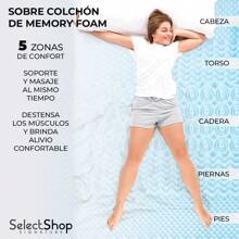 Sobre Colchon Memory Foam King Colchoneta Sobrecolchon De Espuma Sobrecama Super Suave con 5 zonas de Confort Cubrecolchon Prolonga La Vida de tu Colchón Sobrecolchon De Gel Ventilado - Azul - Ver 2