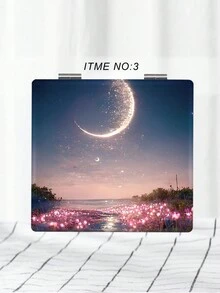 1入摺疊式,輕量級,超薄型妝台鏡,經典星系和海洋設計,適用於所有場合,適用於所有年齡層 - 彩色 - 查看 18