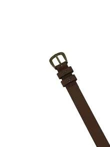 1pc Ladies' Brown Belt With Double Leather Loops, Retro Gold Buckle & Rivet Design, Simple & Stylish, Perfect Accessory For Jeans And Daily Wear - A - View 3