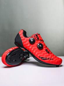 Zapatos De Hombre Para Montar En Bicicleta, Bloqueo De Zapato, Zapatos De Hombres Con Hebilla De Rotación Para Competencias En Carretera - Rojo - Ver 2