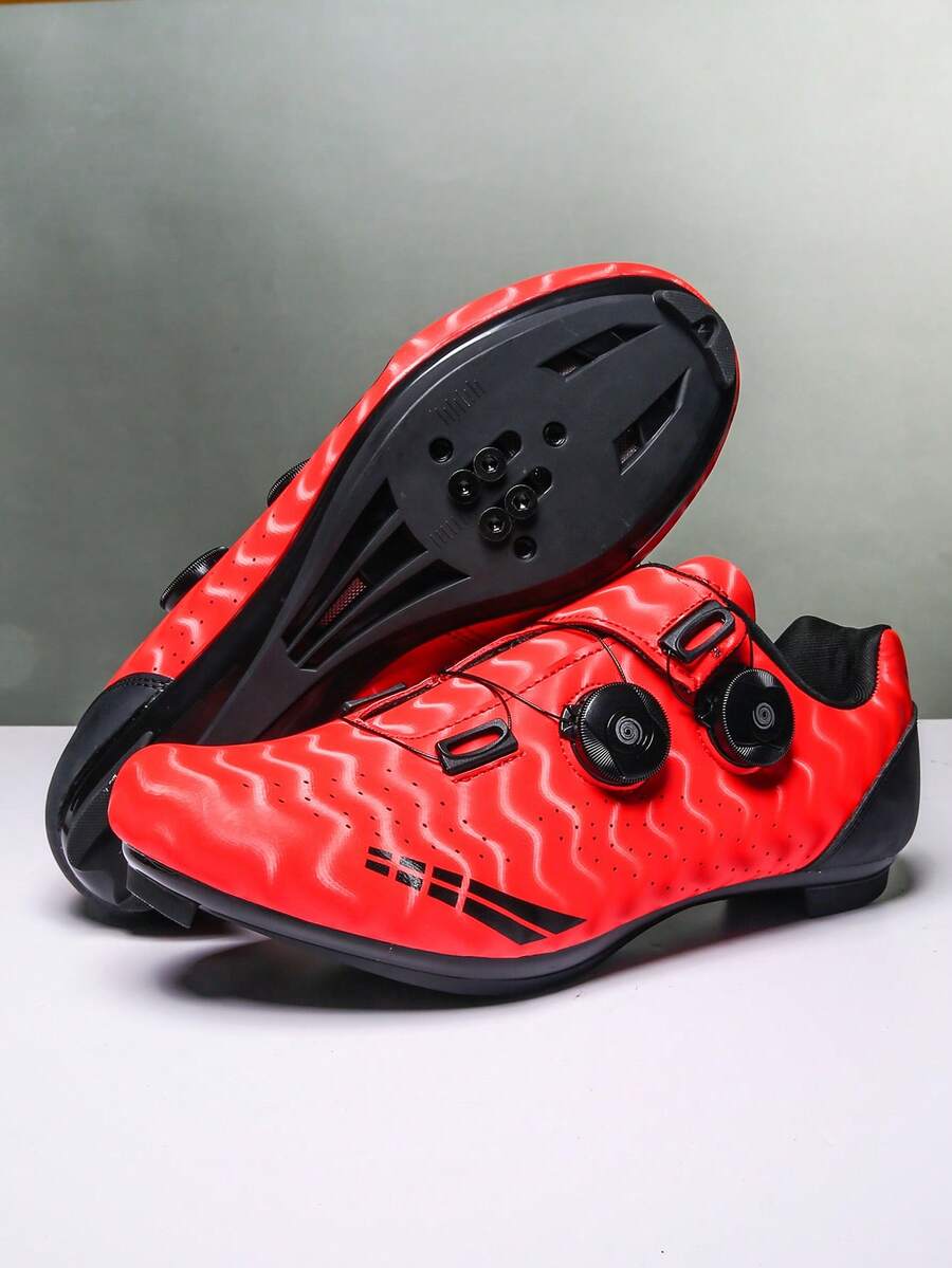 Zapatos De Hombre Para Montar En Bicicleta, Bloqueo De Zapato, Zapatos De Hombres Con Hebilla De Rotación Para Competencias En Carretera - Rojo - Ver 1