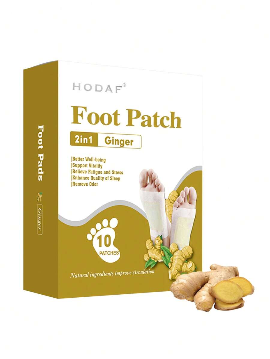 姜黃腳貼,每包10片,2合1易於使用的足部清潔貼,去除雜質,舒緩腳部、讓雙腳感覺清爽,改善腳臭,男女均適用 - 黃色 - 查看 1