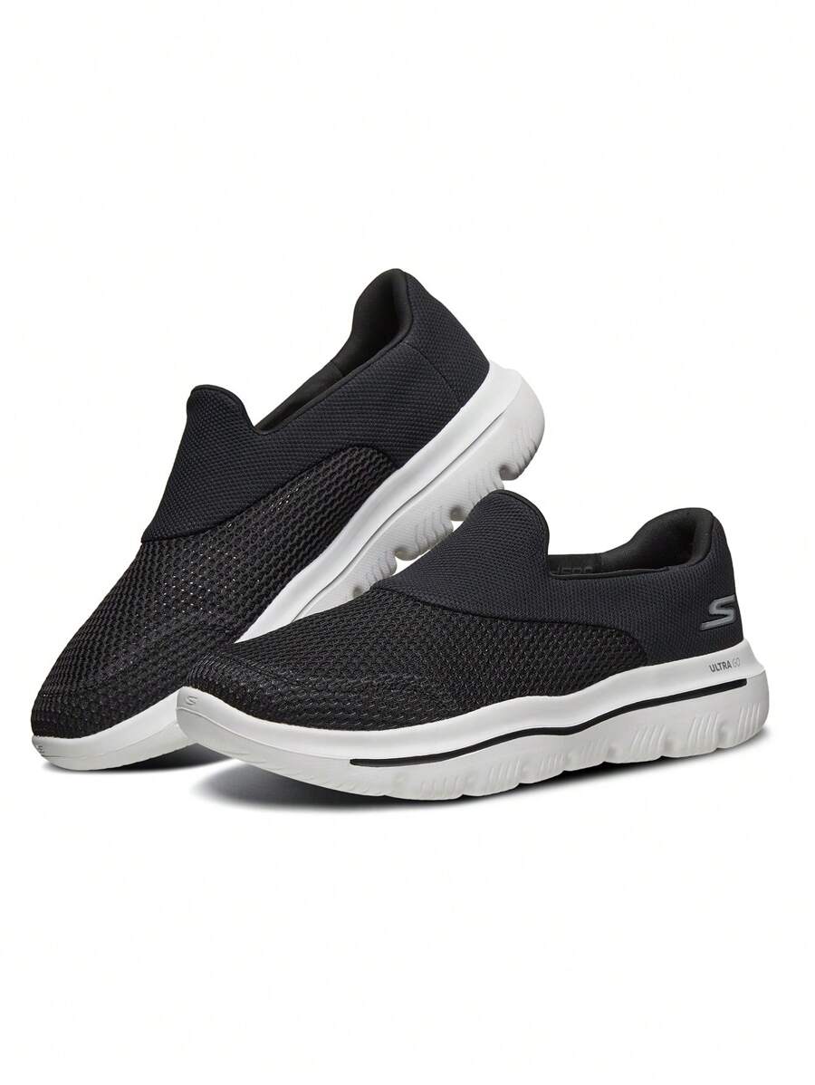 Skechers 男士运动步行鞋 网布透气鞋 54753-BKW - 黑色 - 查看 1