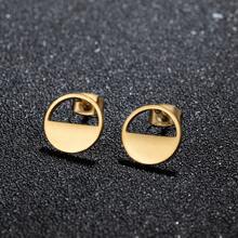1 Pair New Stainless Steel Geometric  Stud Earrings For Women Everyday Tiny Moon Star Earrings Birthday Gift Jewelry