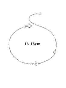 CROSSDEER 1 chiếc vòng tay hình cỏ bốn lá bằng bạc Sterling S925, thích hợp cho nữ giới đeo hàng ngày, dự tiệc, đám cưới, lễ đính hôn, trang sức cô dâu. - Bạc - Xem 4