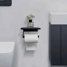 1 Giá đỡ điện thoại bằng thép không gỉ & Giá đựng giấy vệ sinh có kệ, Giá đựng giấy vệ sinh treo tường tối giản có ngăn, Trang trí phòng tắm màu đen Trang trí mùa thu - Xem 1