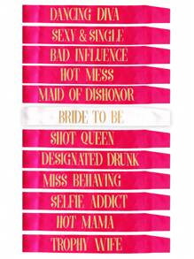 单身派对绶带套装（12 件）1 白色新娘绶带，适合新娘部落的单身绶带 - 令人惊叹的新娘送礼会礼物，圣诞节 - 玫紅色 - 查看 2