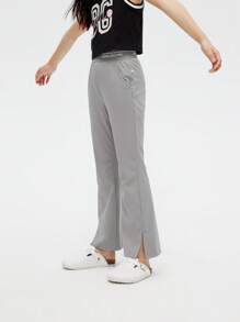 Annil Girls' Spring And Autumn Casual Pants, Elastic And Versatile, Micro Pull Split - Grey - View 3