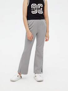 Annil Girls' Spring And Autumn Casual Pants, Elastic And Versatile, Micro Pull Split - Grey - View 1