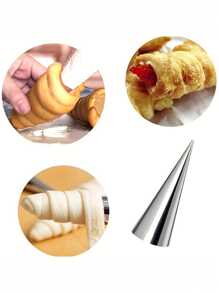12pcs/Set Stainless Steel Conical Ice Cream Cone Mold/Horn Bread Baking Mold - Silver - View 5