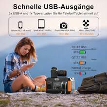 FF FLASHFISH 560W Portable Power Station, 520Wh/140400mAh Solar Generator 560W(Surge1100W) AC With 18V/100W Foldable Solar Panel, Portable Solar Charger With DC Output