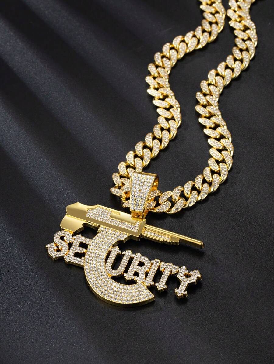 1 chiếc vòng cổ mặt súng cá nhân hóa hình chữ Hip Hop 3D mạ vàng Unisex kèm dây chuyền Miami Curb 13mm dành cho nam và nữ, lễ hội, quà tặng cho các cặp đôi, bạn bè - THƯ THƯ AN NINH - Xem 1