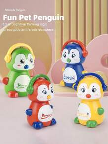 Yellow Press-and-go Cute Cartoon Penguin Toy With Inertial Sliding Motion, No Battery Required, Gift For Kids, Boys And Girls - Yellow - View 3
