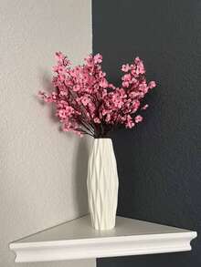 1 件塑膠花瓶適用於客廳、辦公室、陽台裝飾、餐桌中心裝飾、臥室書桌裝飾、創意插花可愛花瓶適合乾燥花和濕花 - 白色 - 查看 6