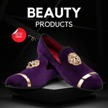 Men's Rhinestone Sparkling Suede Dress Shoes Loafer Classic Designer Moccasins - 紫色 - 查看 5