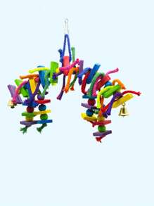 (Accessories Color Randomly Shipped) 1pc Parrot Colorful Wooden Block Chewing Toy Parrot Bird Toy