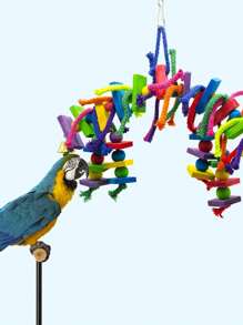 (Accessories Color Randomly Shipped) 1pc Parrot Colorful Wooden Block Chewing Toy Parrot Bird Toy