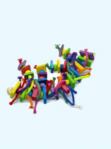 (Accessories Color Randomly Shipped) 1pc Parrot Colorful Wooden Block Chewing Toy Parrot Bird Toy