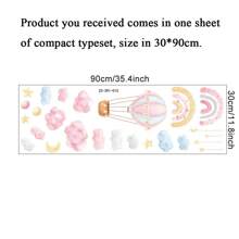 1Set Baby Girls Room Wall Decals Hot Air Balloon Wall Stickers Moon Star Clouds Balloons Pink Peel And Stick Baby Nursery Girls Bedroom Toddler Room Wall Decorbaby Shower Family Decorations Gifts - Pink - View 3