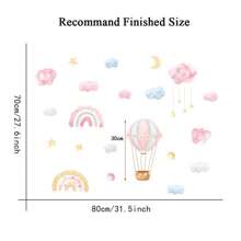1Set Baby Girls Room Wall Decals Hot Air Balloon Wall Stickers Moon Star Clouds Balloons Pink Peel And Stick Baby Nursery Girls Bedroom Toddler Room Wall Decorbaby Shower Family Decorations Gifts - Pink - View 4