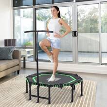HOMCOM 48" Octagonal Mini Fitness Trampoline Rebounder Indoor Outdoor Foldable Mini Jumper With Adjustable Handle - Green - View 1