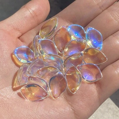 20pcs AB Colors Lily Petals Czech Lampwork Crystal Glass Spacer Beads For Jewelry Making Diy Needlework Bracelet Handmade Earrings Hair Accessories Hair Clips DIY Accessories