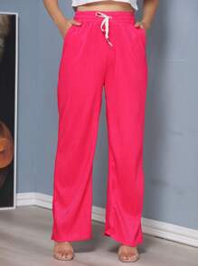 Women Pants - 玫紅色 - 查看 2