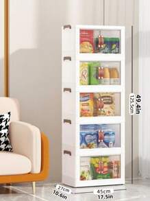 1入網狀透明雙門推拉式收納箱,帶活動輪,大容量,可多方位收納衣物、玩具等,適用於客廳、臥室、書房、辦公室等多種場景 - 白色 - 查看 7