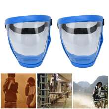 1pc Protective Facial Shield, Safety Elastic Belt Detachable Face Shield Transparent Clear For Dust,Anti-Fog Full Face Active Shields Protection Visible Expression Transparent Breathable Comfortable Adults Reusable - Blue Frame - View 3