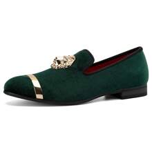 Men's Rhinestone Sparkling Suede Dress Shoes Loafer Classic Designer Moccasins - Green - View 3
