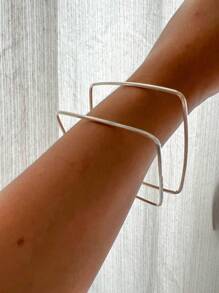 Pulseira Bracelete Quadrada Elegante Joia em Prata 925 legitima - Prata - Visão 2