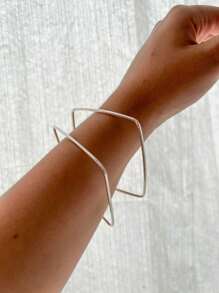 Pulseira Bracelete Quadrada Elegante Joia em Prata 925 legitima - Prata - Visão 4