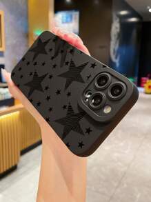 1入組星星圖案 Iphone 手機殼 - 黑色 - 查看 4