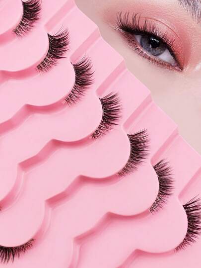 7 أزواج من رموش نصفية بشريط شفاف 11 مم ذيل عين القطة مطول، رموش صناعية ثلاثة أرباع الزاوية ذات مظهر طبيعي، رموش، رموش صناعية