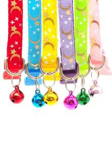 1pc Star & Moon, Cat & Dog Collar With Reflective Buckle - Baby Pink - View 4