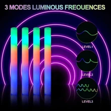 32pcs Led Foam Glow Sticks, Foam Light Up Sticks, 3 Multi-Modes Color Led Strobe Stick For Birthday Party Rave Playgroup Wedding - White - View 2