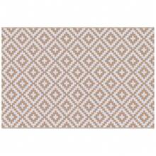 Outsunny Tapis extérieur Style Graphique - Tapis réversible 2 Motifs - dim. 2,74L x 1,82l m - PP Haute densité 310 g/m² Blanc Beige