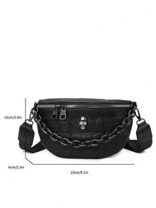 New All-In-One Fashion Chest Bag Retro Personalized Crossbody Bag Korean Version, Y2k Bag, 2000s Fashion Style, Gothic Punk Bag For Women, Vintage Bag For Women , Punk - Black - View 11