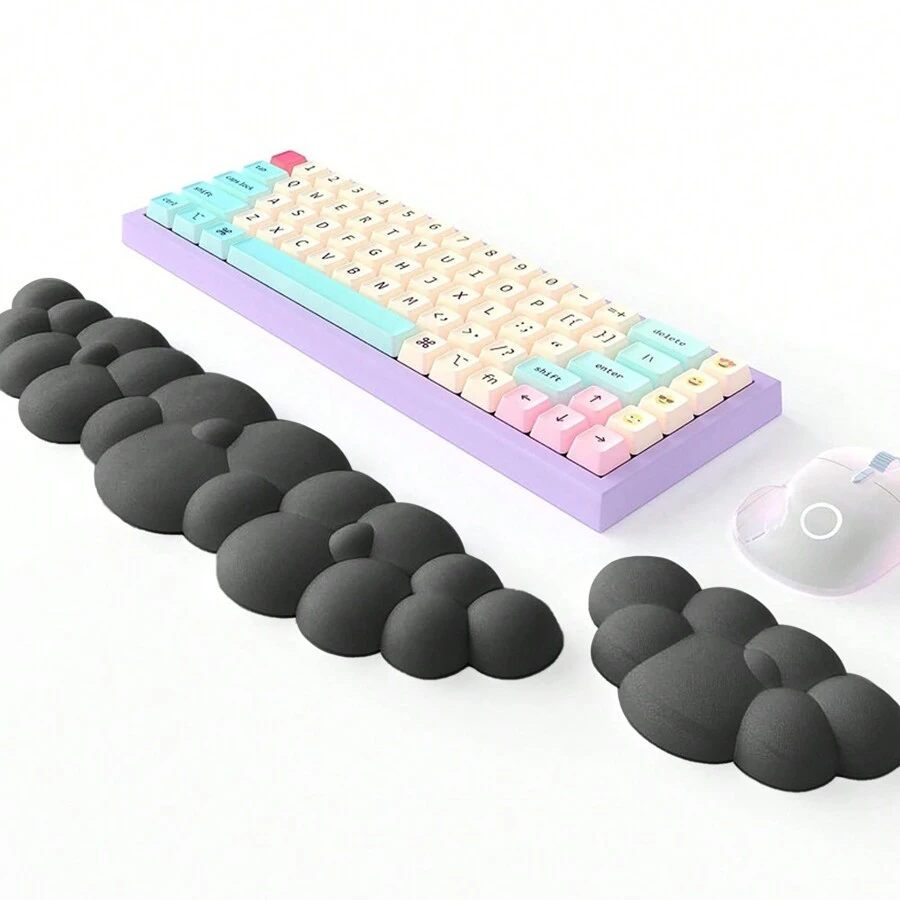 Mouse Pad,Silicone Cloud Design Computer Keyboard Rest,Keyboard Wrist Rest For Home, Office And Computer Gaming - Black - View 1