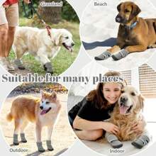 Dog Shoes, Dog Shoes For Injured Paws, Dog Boots Paw Protector, Adjustable Non-Slip Dog Shoes With Reflective Strip, Suitable For Small Medium And Large Dogs, 4 Pieces - Grey - View 6