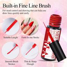 MEET ACROSS 4pcs/Set Nail Art Liner Gel, Spider Web UV Gel, Glitter Gold/Silver/White/Black 5ml, DIY French Manicure Design Painting Gel, Removable Nail Polish, Nail Salon Home Gift, Suitable For Women - 彩色 - 查看 8