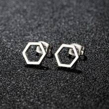 1 Pair New Stainless Steel Geometric  Stud Earrings For Women Everyday Tiny Moon Star Earrings Birthday Gift Jewelry