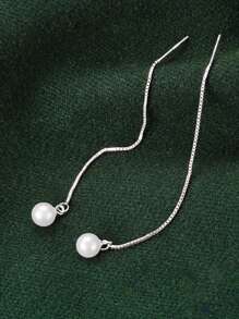 1對925純銀養殖珍珠流蘇耳環，女性經典吊墜耳環，18K鍍金，適合日常佩戴，情人節精美珠寶、婚禮珠寶、新娘珠寶，度假旅行佳品 - 銀色 - 查看 8