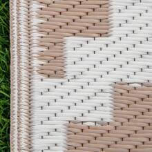 Outsunny Tapis extérieur Style Graphique - Tapis réversible 2 Motifs - dim. 2,74L x 1,82l m - PP Haute densité 310 g/m² Blanc Beige