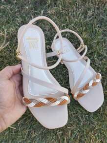Women Flat Sandals - Beige - View 1