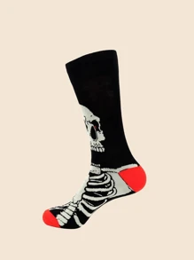 1/2 Pairs Fun Patterned Mid-Calf Socks, Suitable For Women, Party And Daily Wear, Halloween - Multicolor - View 4