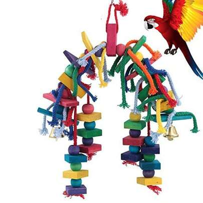 (Accessories Color Randomly Shipped) 1pc Parrot Colorful Wooden Block Chewing Toy Parrot Bird Toy