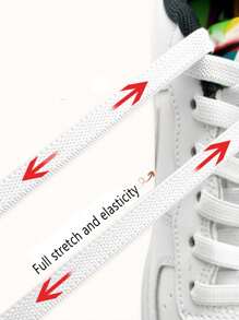 1 Pair Kids Elastic No Tie Shoelaces With Flat Buckle, 100cm Length, Suitable For Boys & Girls' White Shoes,Women Men Sneakers Shoes