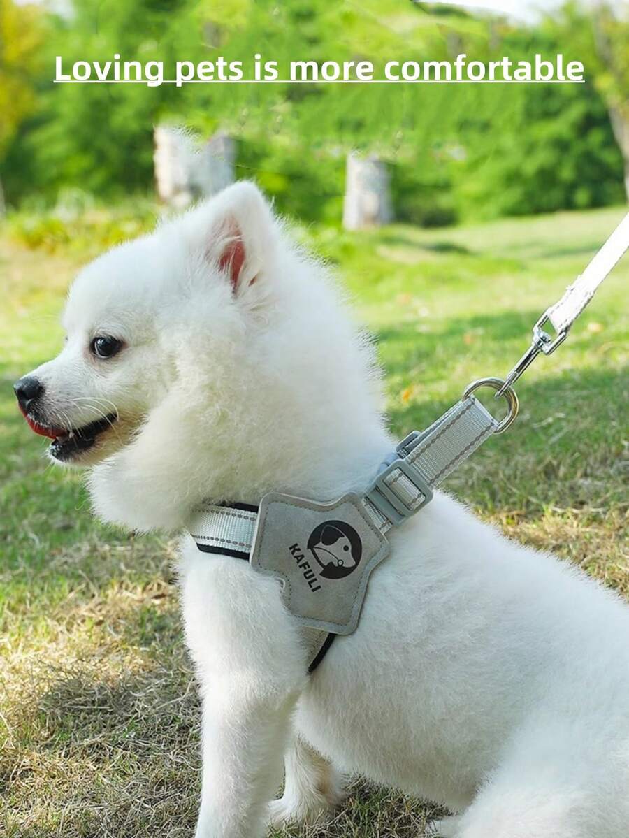 1入組y型犬用胸帶錶帶,帶反光條紋和透氣網布,可調節寵物胸帶,適用於泰迪和比熊犬 - 黑色 - 查看 1